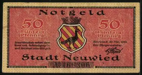Notgeld Neuwied 1919, 50 Pfennig, Ein grosses Eckgebäude