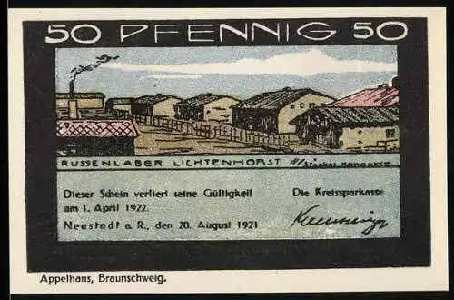 Notgeld Neustadt a. R. 1921, 50 Pfennig, Aussenlager Lichtenhorst