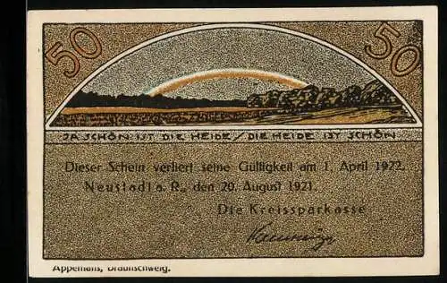 Notgeld Neustadt a. R. 1921, 50 Pfennig, Ortspartie in Mandelsloh
