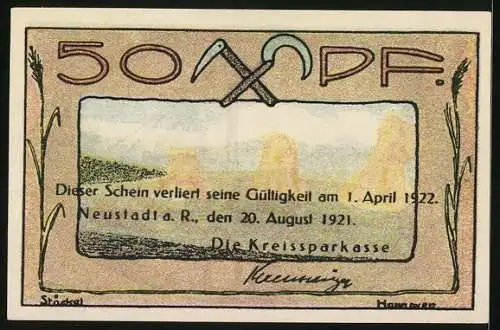 Notgeld Neustadt a. R. 1921, 50 Pfennig, Industriegebiet Sigmundshall