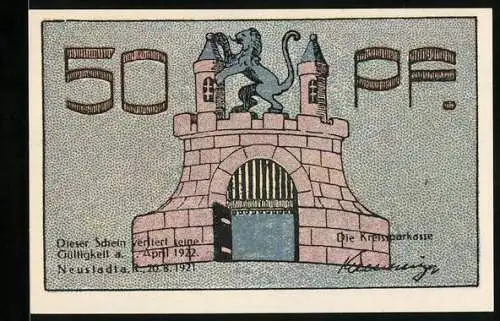Notgeld Neustadt a. R. 1921, 50 Pfennig, Die örtliche Kirche