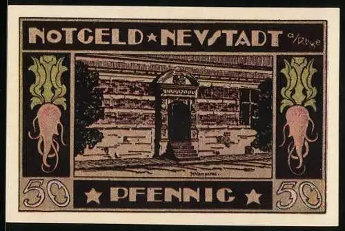 Notgeld Neustadt a. Rbge. 1921, 50 Pfennig, Das Schloss anno 1654