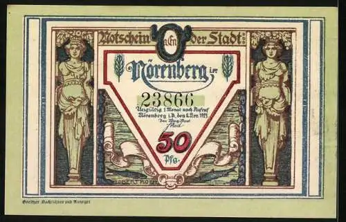 Notgeld Nörenberg 1921, 50 Pfennig, Der angekettete Hummer beim Schmied