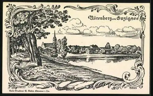 Notgeld Nörenberg 1920, 75 Pfennig, Die Stadt am Enzigsee