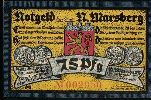 Notgeld N. Marsberg 1920, 75 Pfennig, Die Heilanstalt