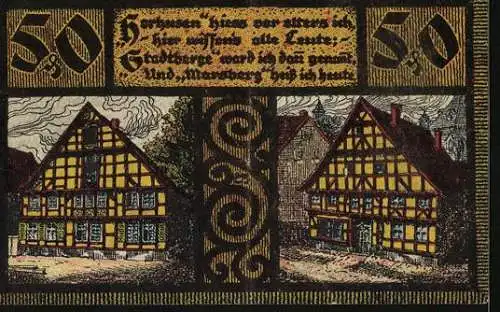Notgeld N. Marsberg 1920, 50 Pfennig, Altes Fachwerkhaus