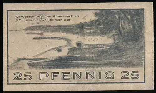 Notgeld Niendorf 1921, 25 Pfennig, Küstenpanorama