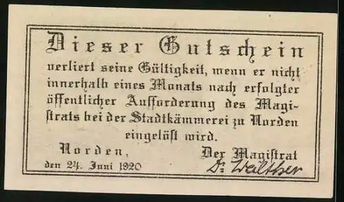 Notgeld Norden 1920, 50 Pfennig, Die Kirche