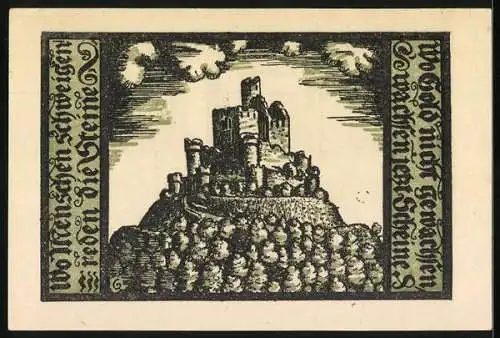 Notgeld Schalkau /Th. 1921, 50 Pfennig, Ritter mit Wappen, Burg