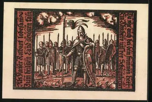 Notgeld Schalkau /Th. 1921, 50 Pfennig, Ritter mit Wappen, Ritterheer mit Anführer