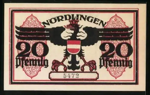 Notgeld Nördlingen 1918, 20 Pfennig, Das Stadttor