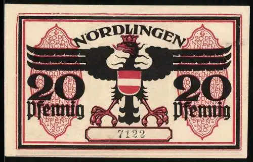 Notgeld Nördlingen 1918, 20 Pfennig, Blick auf den Turm