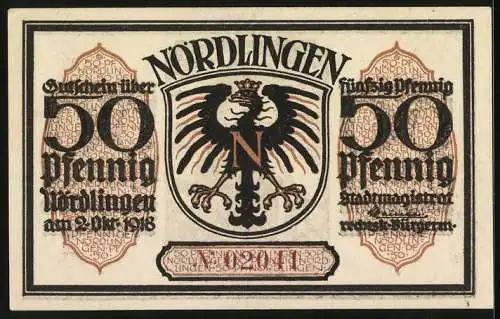 Notgeld Nördlingen 1918, 50 Pfennig, Der Torturm