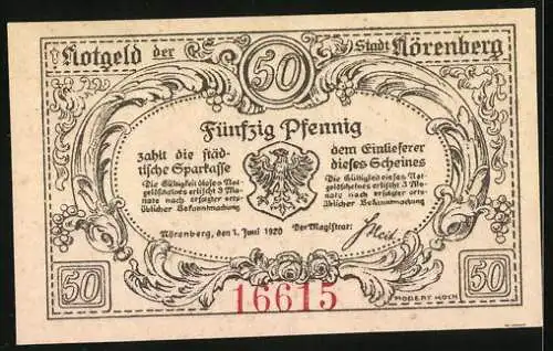 Notgeld Nörenberg 1920, 50 Pfennig, Der angekettete Hummer