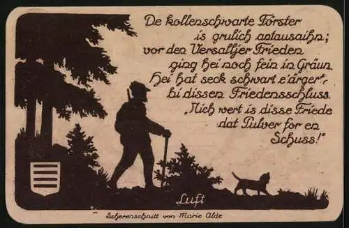 Notgeld Nöschenrode 1921, 25 Pfennig, Förster mit seinem Hund