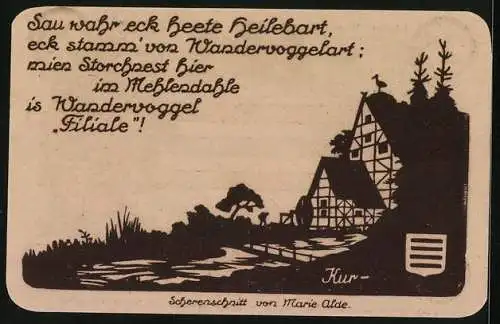 Notgeld Nöschenrode 1921, 25 Pfennig, Wanderer am Kurhaus