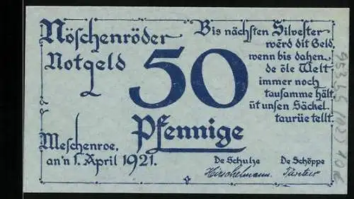 Notgeld Nöschenrode 1921, 50 Pfennig, Ein Hirte und seine Kühe