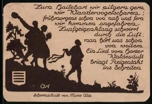 Notgeld Nöschenrode 1921, 50 Pfennig, Drei Menschen in Feierstimmung