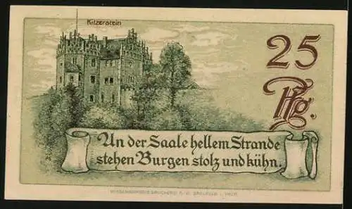 Notgeld Saalfeld a. Saale 1921, 25 Pfennig, Die Burg Hoher Schwarm