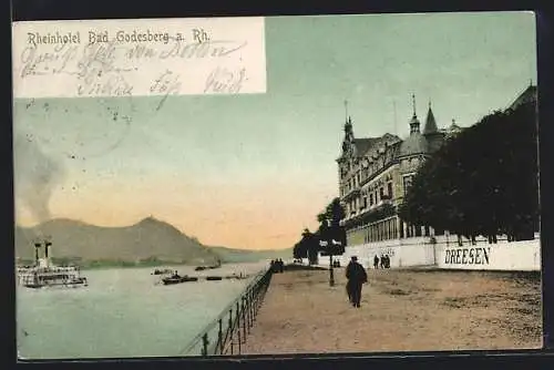 AK Bad Godesberg a. Rh., Rheinhotel und Dampfer