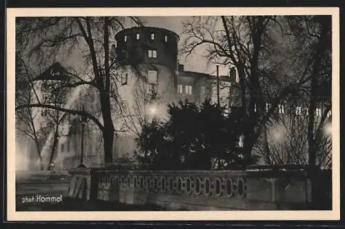 AK Stuttgart, Brand des alten Schlosses 1931 bei Nacht