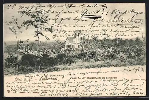 AK Köln-Lindenthal, Partie bei der Waldschenke im Stadtwald