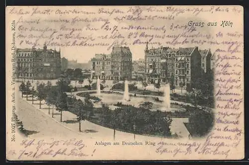 AK Köln-Neustadt, Anlagen mit Fontänen am Deutschen Ring
