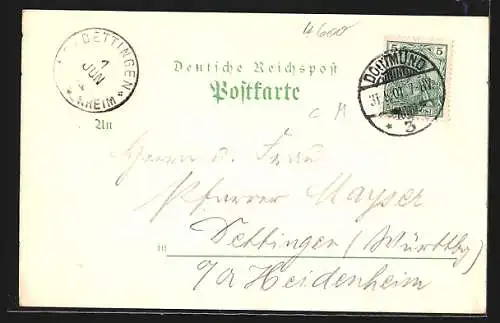 Lithographie Dortmund, Rathaus, Ratssaal, Kaiserbesuch am 11. August 1899
