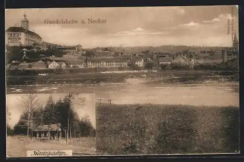 AK Gundelsheim a. Neckar, Teilansicht mit Waldhäuschen