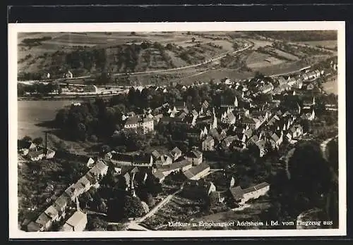 AK Adelsheim i. Bd., Ortsansicht vom Flugzeug aus