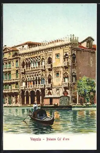 Künstler-AK Venezia, Palazzo Ca` d` oro, Gondel