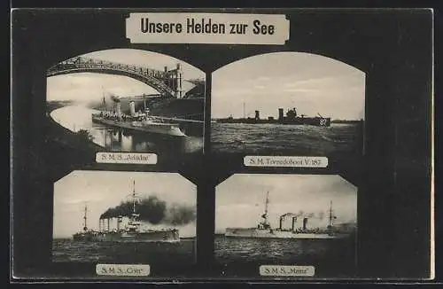 AK SMS Ariadne, Cöln, Mainz, Torpedoboot V 187