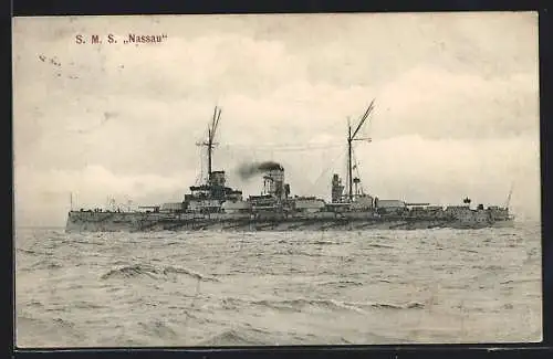 AK S.M.S. Nassau auf hoher See