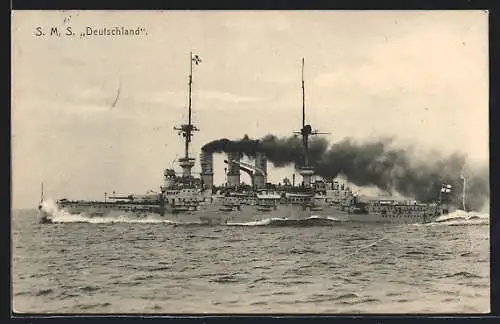 AK Kriegsschiff S. M. S. Deutschland in voller Fahrt