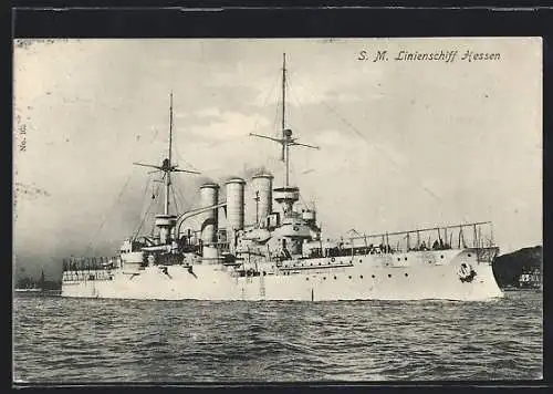 AK S.M. Linienschiff Hessen an der Küste