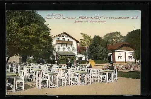 AK Gumpoldskirchen, Meierei und Restaurant Richard-Hof, Gartenansicht