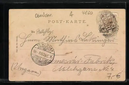 AK Ischl, Ortsansicht mit Traunthal aus der Vogelschau