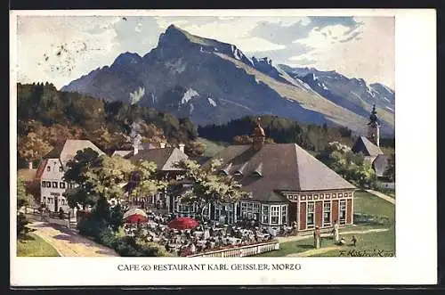 AK Morzg, Blick auf Café & Restaurant Karl Geissler