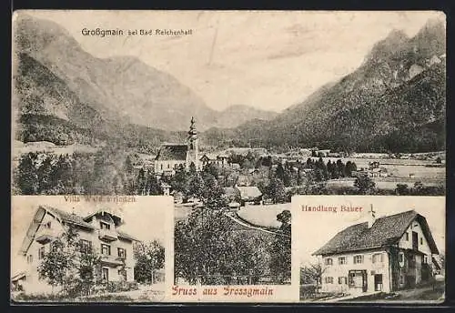 AK Grossgmain, Hotel Villa Waldesfrieden, Handlung Bauer im Sonnenschein, Gesamtansicht