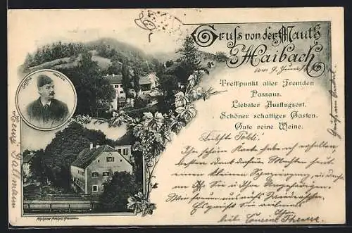 AK Haibach, Gasthof Mauth mit Umgebung, Saffra Matica / Portrait