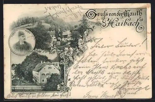 AK Haibach, Gasthaus zur Mauth des Inns, Ortsansicht, Portrait Saffra Matica