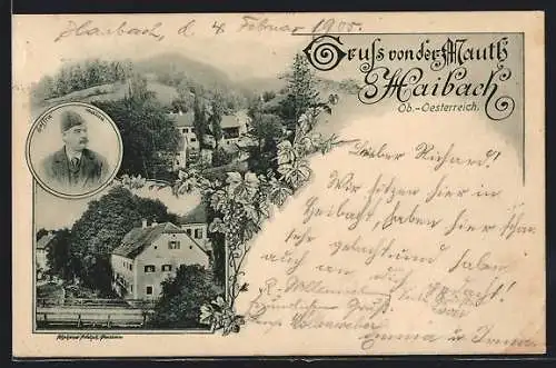 AK Haibach /Ob.-Oesterreich, Gasthof Mauth mit Umgebung, Saffra Matica / Portrait