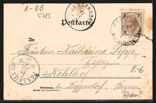 Lithographie Haibach / Passau, Restauration zur Dampfmühle