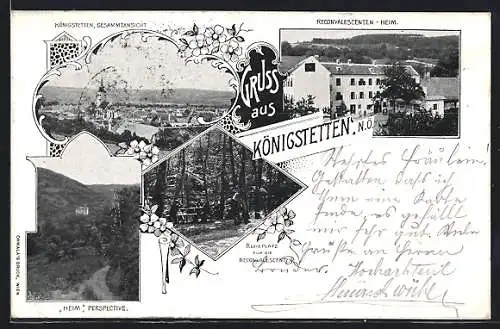 AK Königstetten /N. Ö., Reconvalescenten-Heim mit Ruheplatz, Gesamtansicht