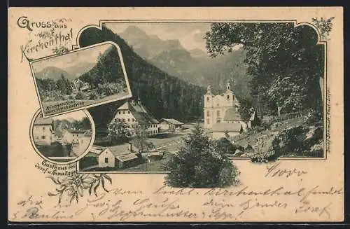 AK St. Martin b. Lofer, Gasthaus des Josef und Anna Egger, Kirchenthal