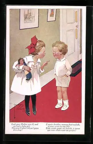 Künstler-AK Lawson Wood: Last year Mother was ill and we had a baby girl, this year Father`s ill so I guess it`s a boy