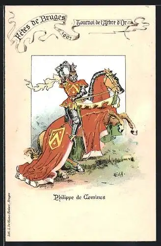 Künstler-AK Bruges, Tournoi de l`Arbre d`Or 1901, Philippe de Comines