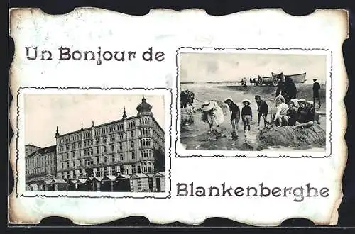 AK Blankenberghe, Grand Hotel du Kursaal, Kinder am Strand