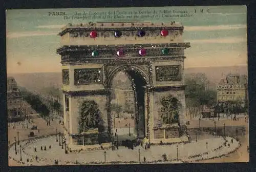 Glitzer-Perl-AK Paris, Arc de Triomphe