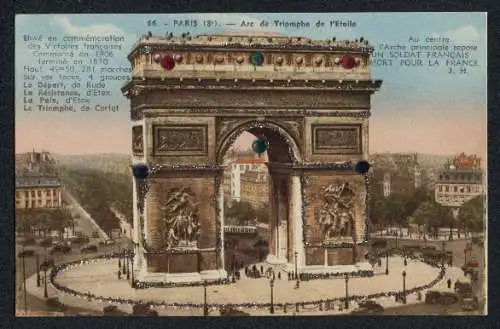 AK Paris, Arc de Triomphe de l`Etoile, mit Glitzersteinen